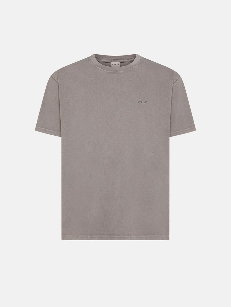 Dark beige pure cotton jersey T-shirt
