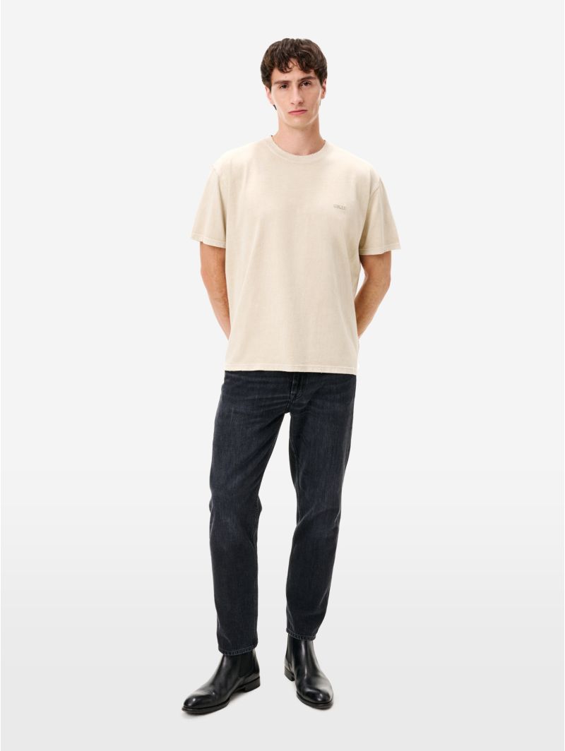 Boxy embroidery regular t-shirt distressed mineral overdyed