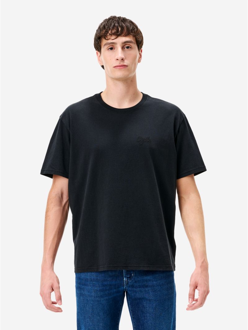Boxy heritage embroidery regular t-shirt rinse wash