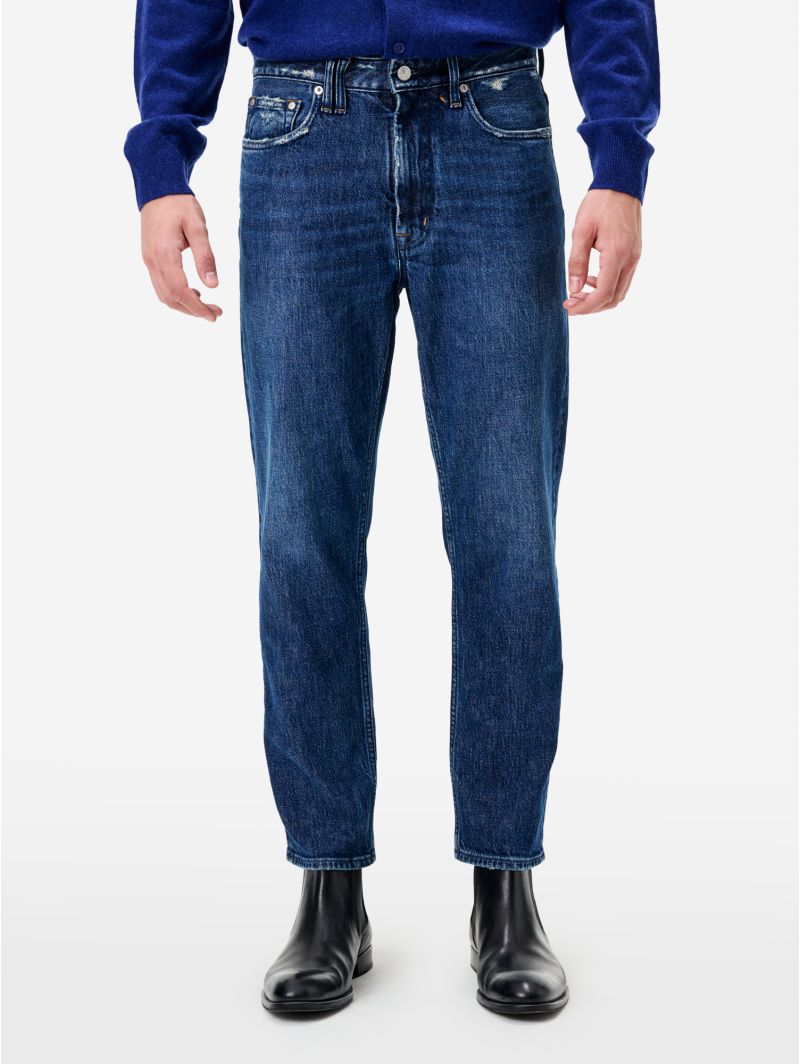 Navy blue vintage-effect tapered-fit Lucky jeans