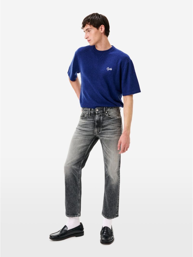 Wise comfort regular fit straight ankle leg stone wash brushed