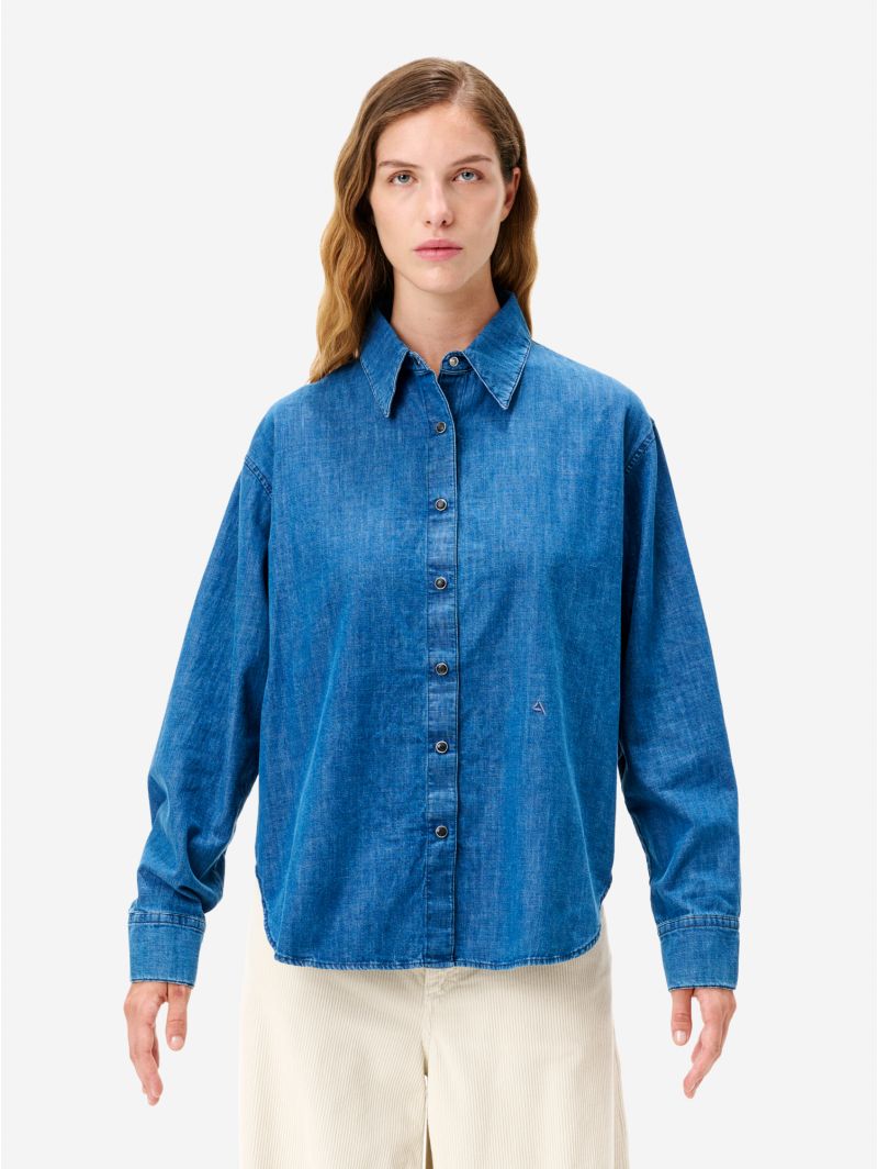Egle embroidery regular shirt dark enzyme stone wash