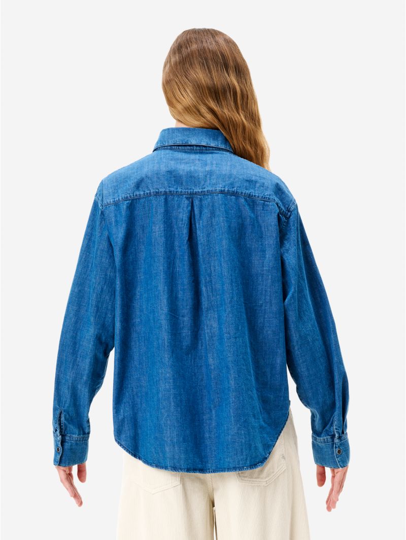 Egle embroidery regular shirt dark enzyme stone wash