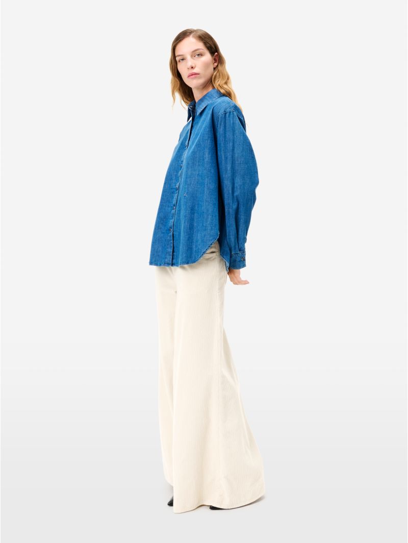 Egle embroidery regular shirt dark enzyme stone wash