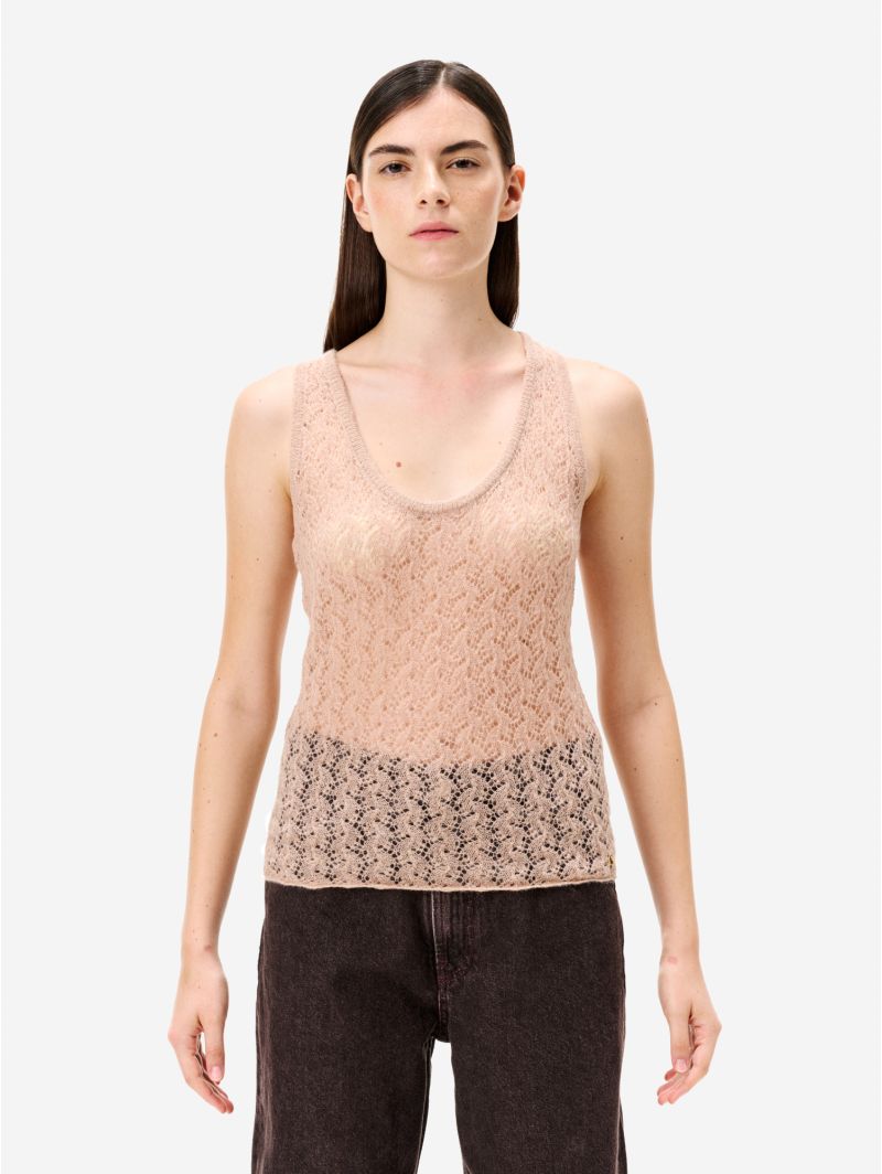 Beige alpaca-blend Aura vest top