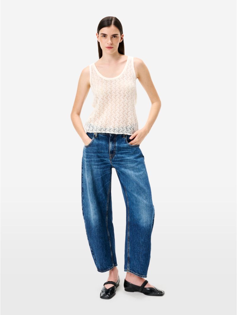 Canotta Aura in misto alpaca bianco panna