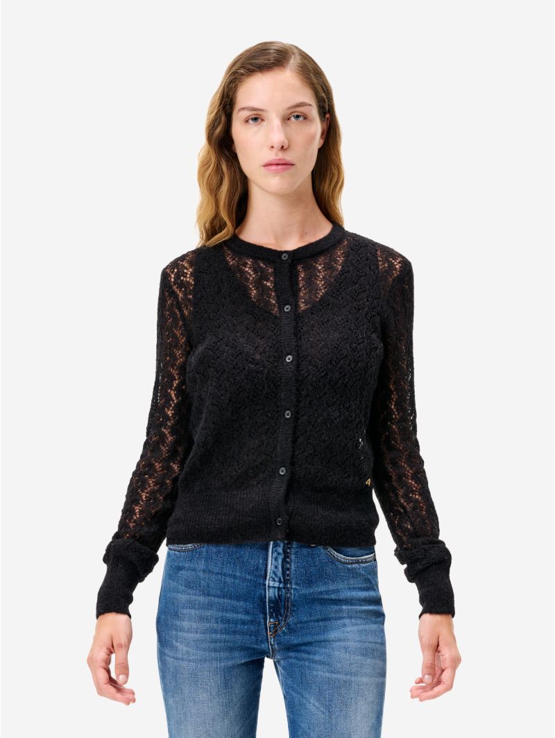 Black alpaca-blend Mara cardigan