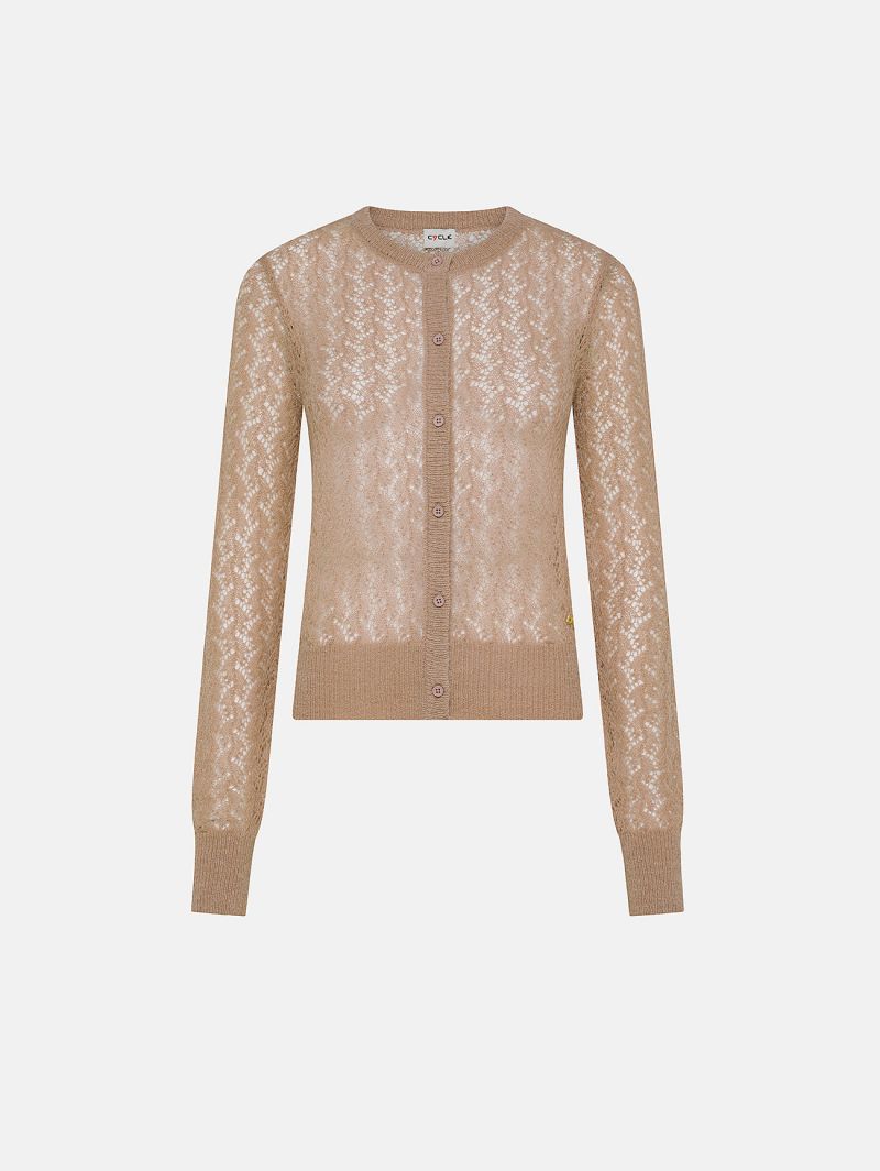 Beige alpaca-blend Mara cardigan