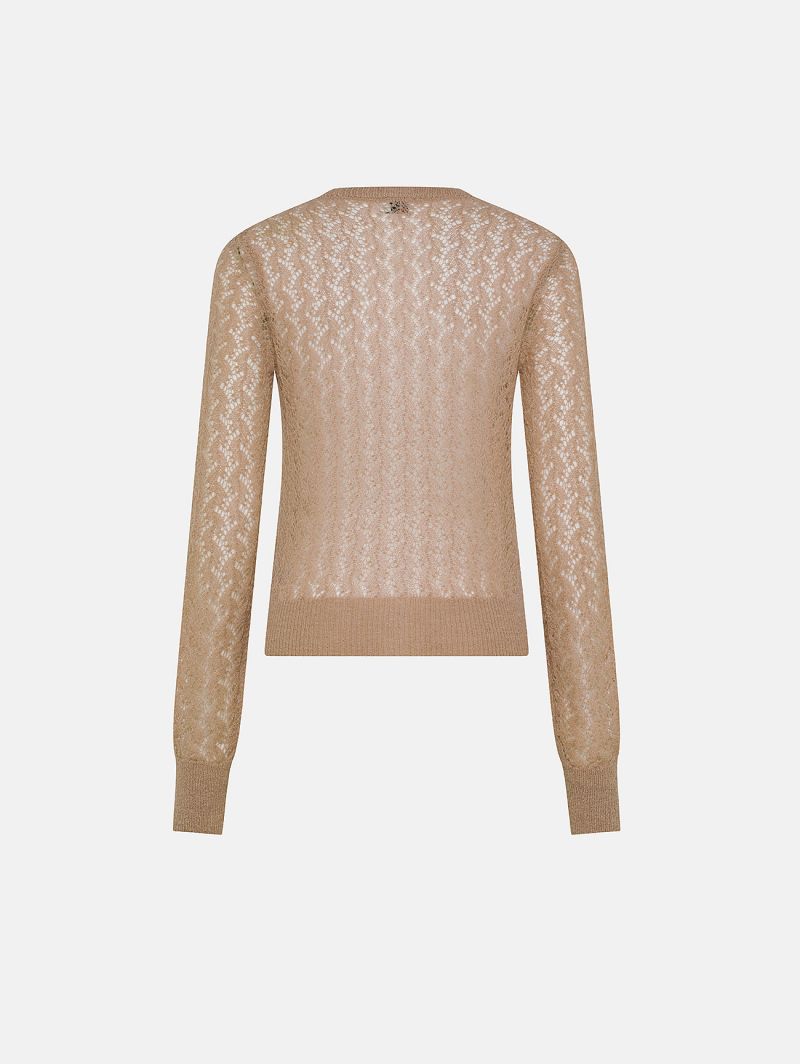 Beige alpaca-blend Mara cardigan