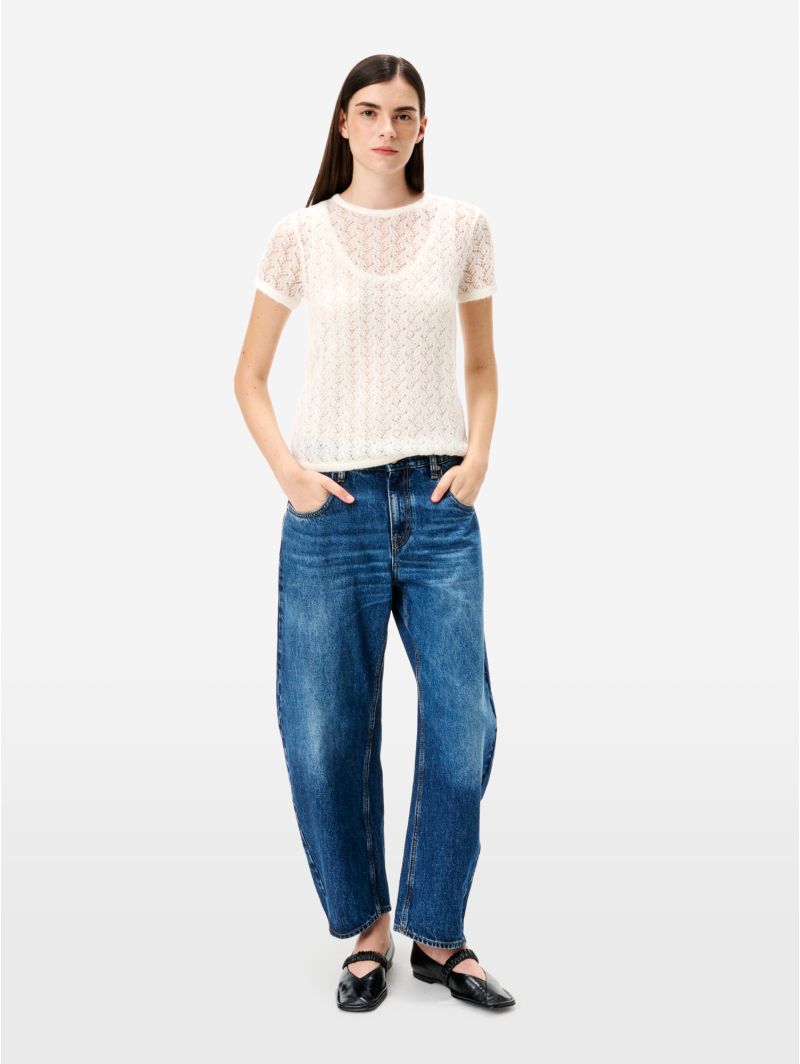 T-shirt Pina in misto alpaca bianco panna