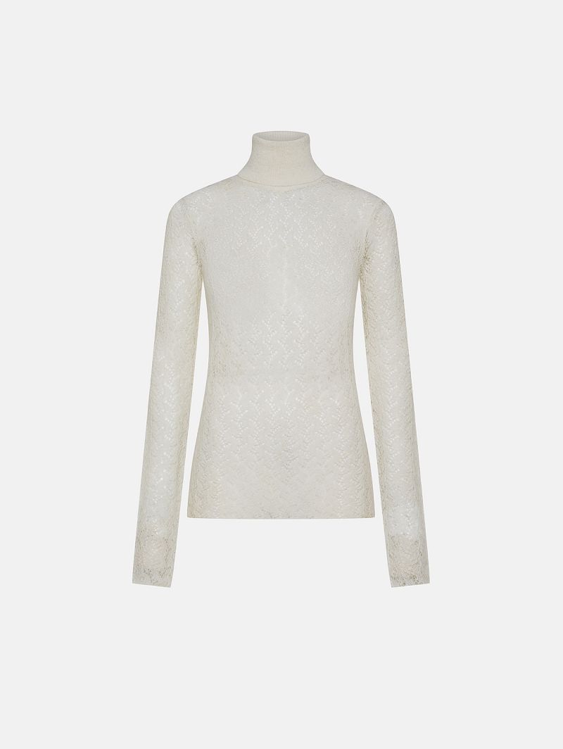Off white alpaca-blend Deva roll-neck jumper