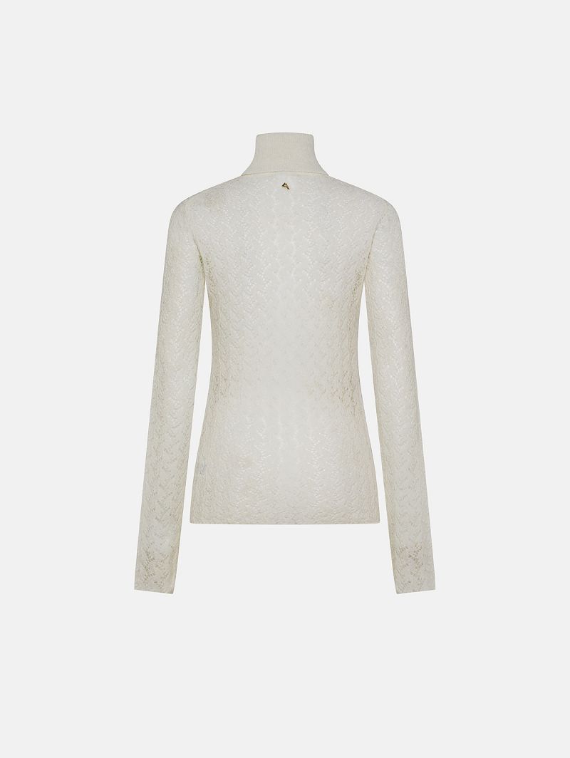 Off white alpaca-blend Deva roll-neck jumper