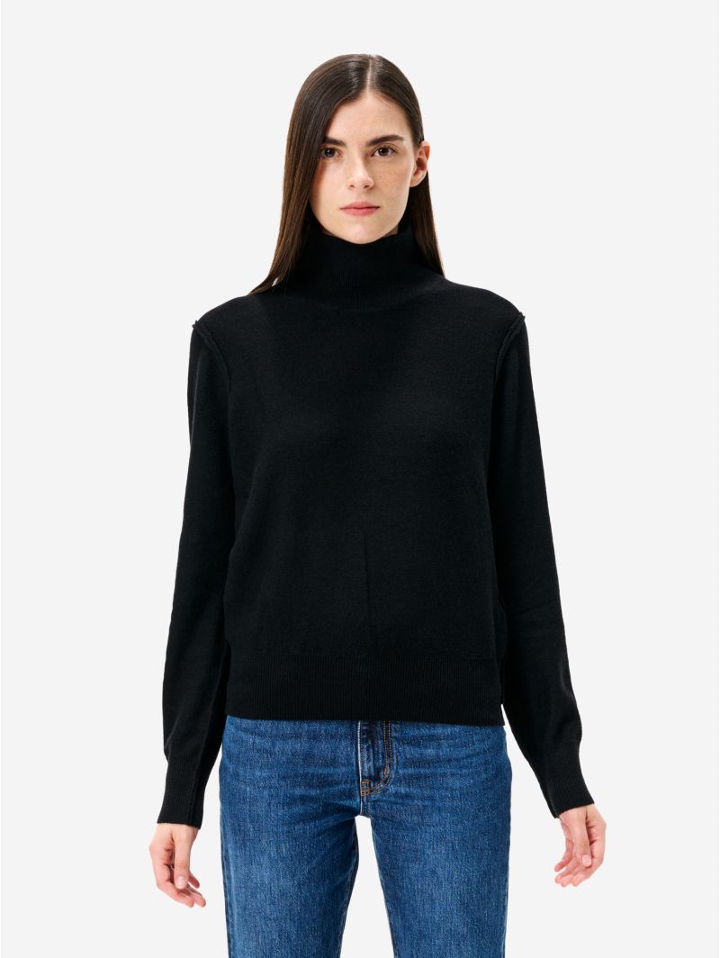 Maglia dolcevita Alba in misto lana Merino nero