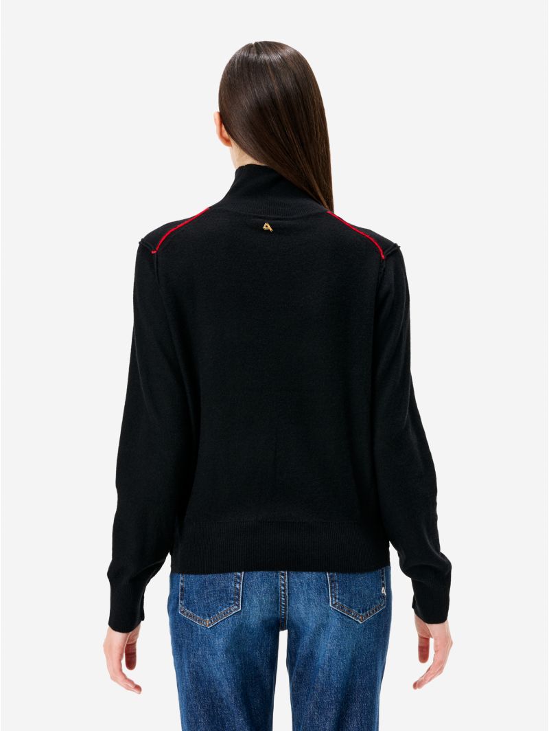 Maglia dolcevita Alba in misto lana Merino nero