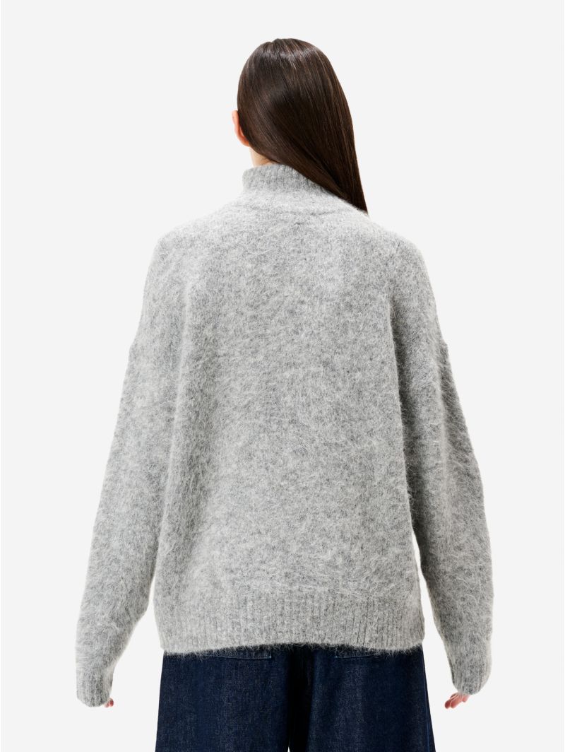 Maglia Enza Amazing in misto alpaca garzato grigio chiaro