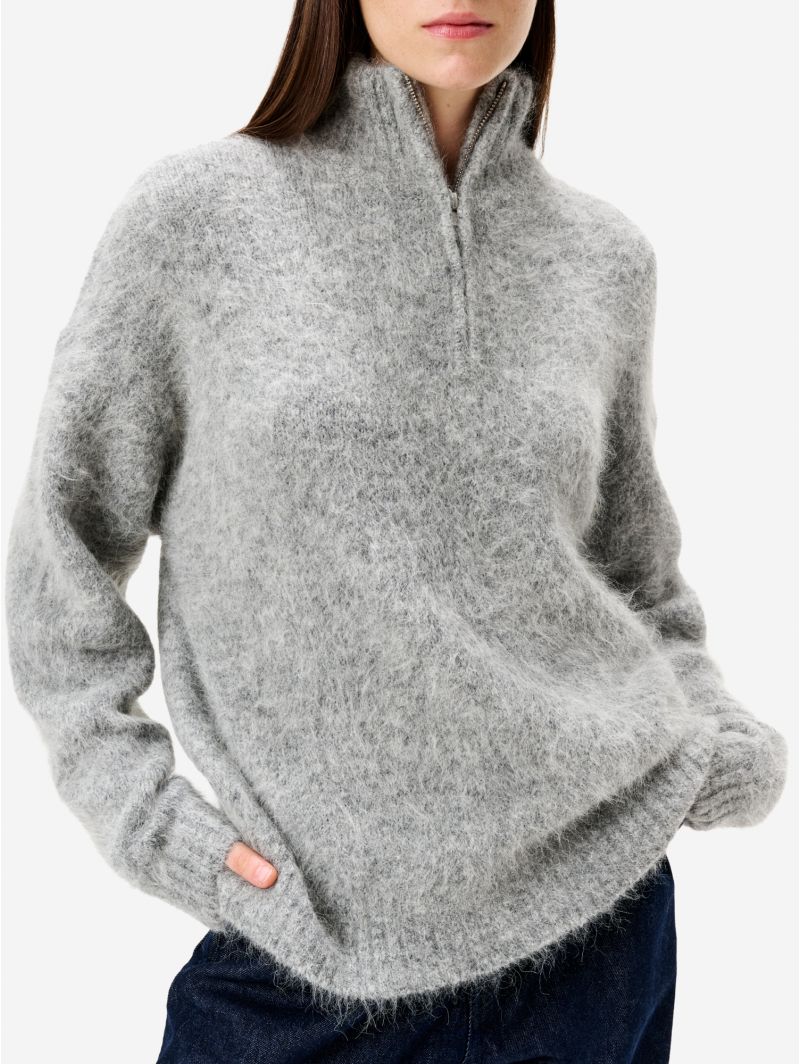 Maglia Enza Amazing in misto alpaca garzato grigio chiaro