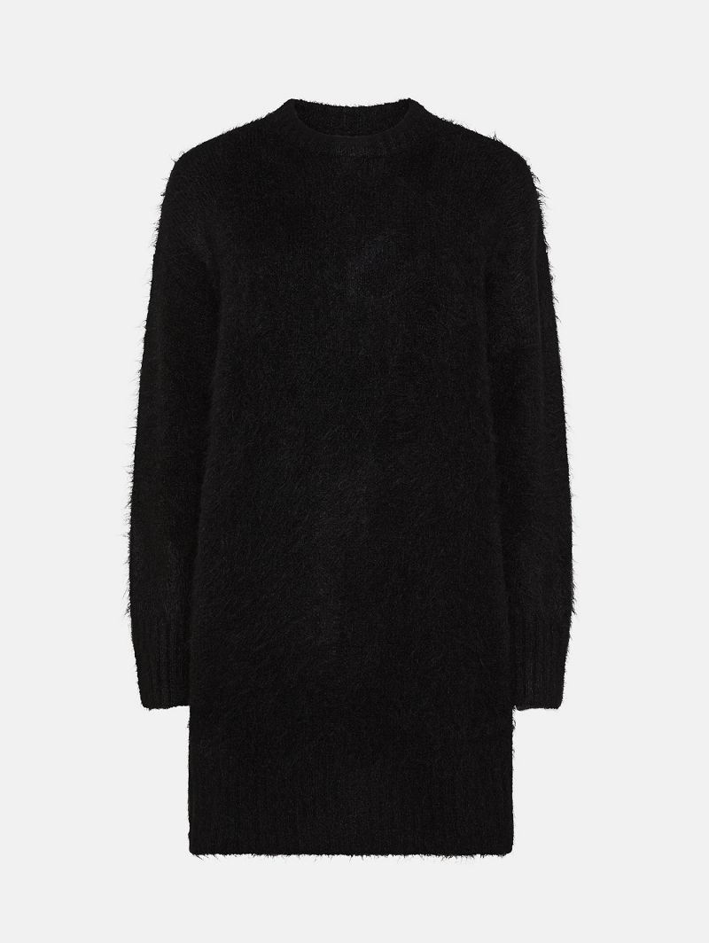 Black alpaca-blend Amazing Cara long dress