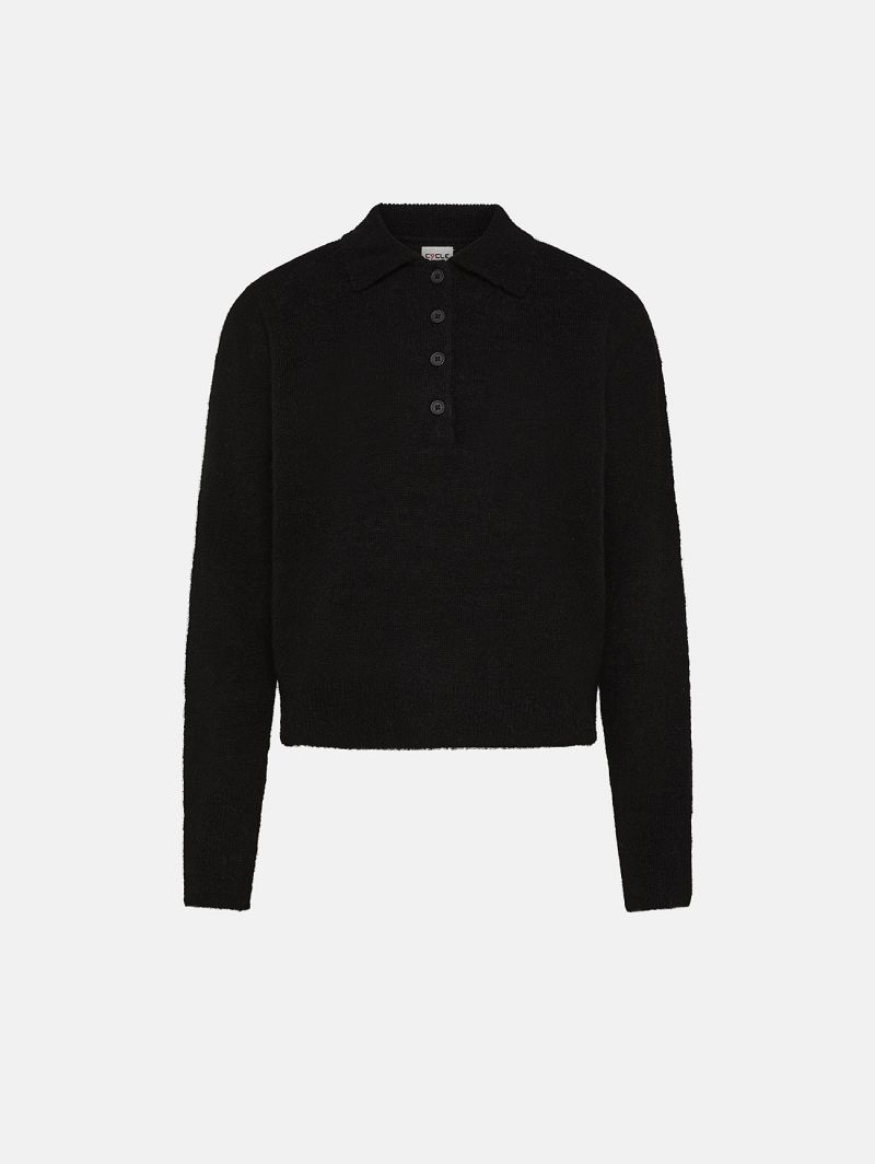 Black alpaca-blend Maia polo shirt