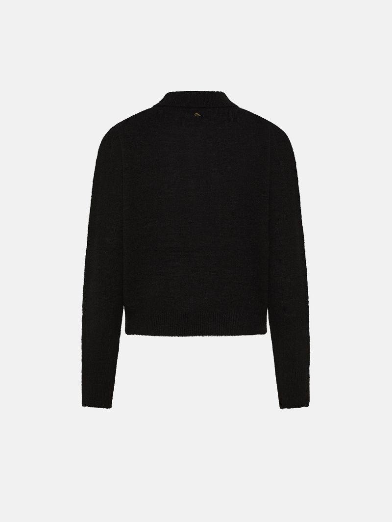Black alpaca-blend Maia polo shirt