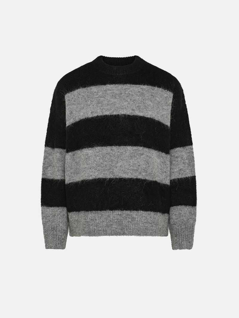 Light grey/black alpaca-blend Cora jumper
