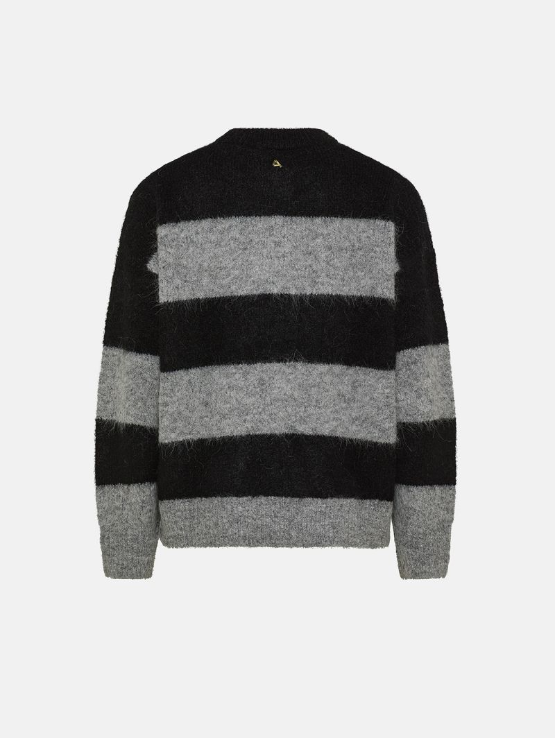 Light grey/black alpaca-blend Cora jumper