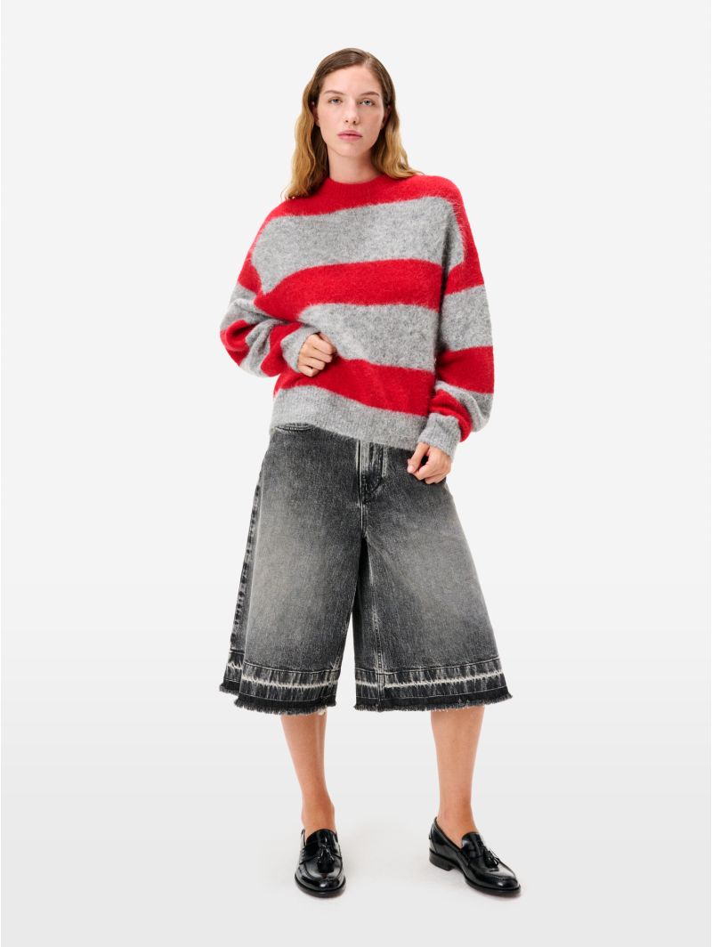 Maglione Cora in misto alpaca grigio chiaro/rosso fuoco