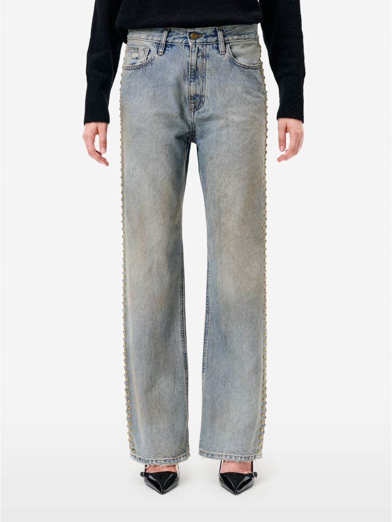 Jeans Mila straight fit anni '90 con borchie blue