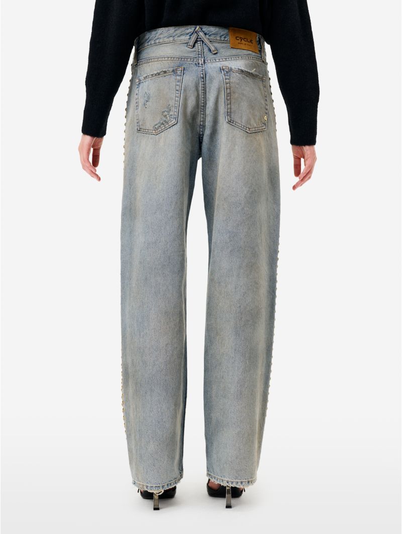 Jeans Mila straight fit anni '90 con borchie blue