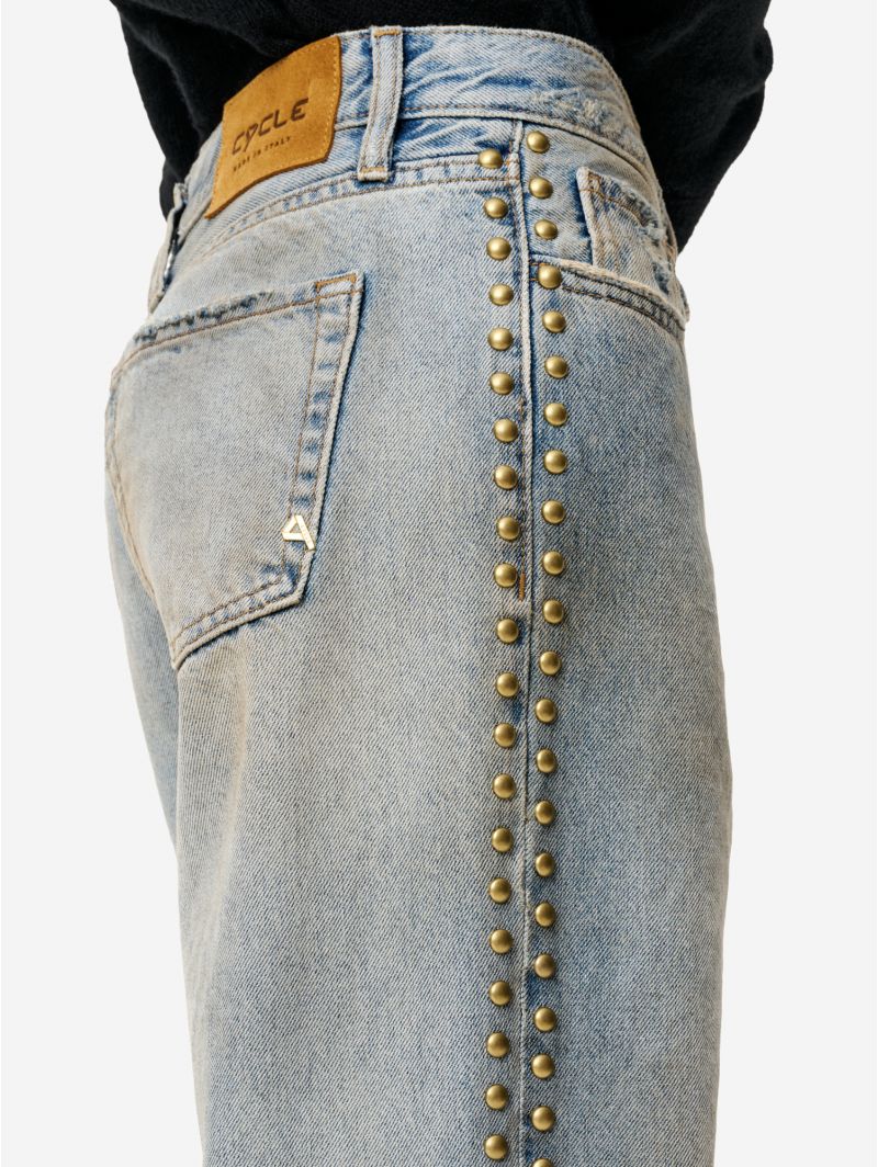 Jeans Mila straight fit anni '90 con borchie blue