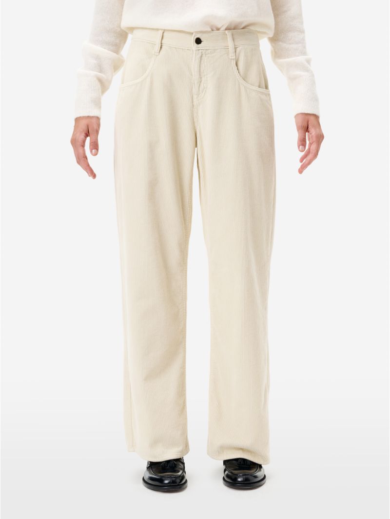 Stone grey wide-fit Aida Low corduroy trousers