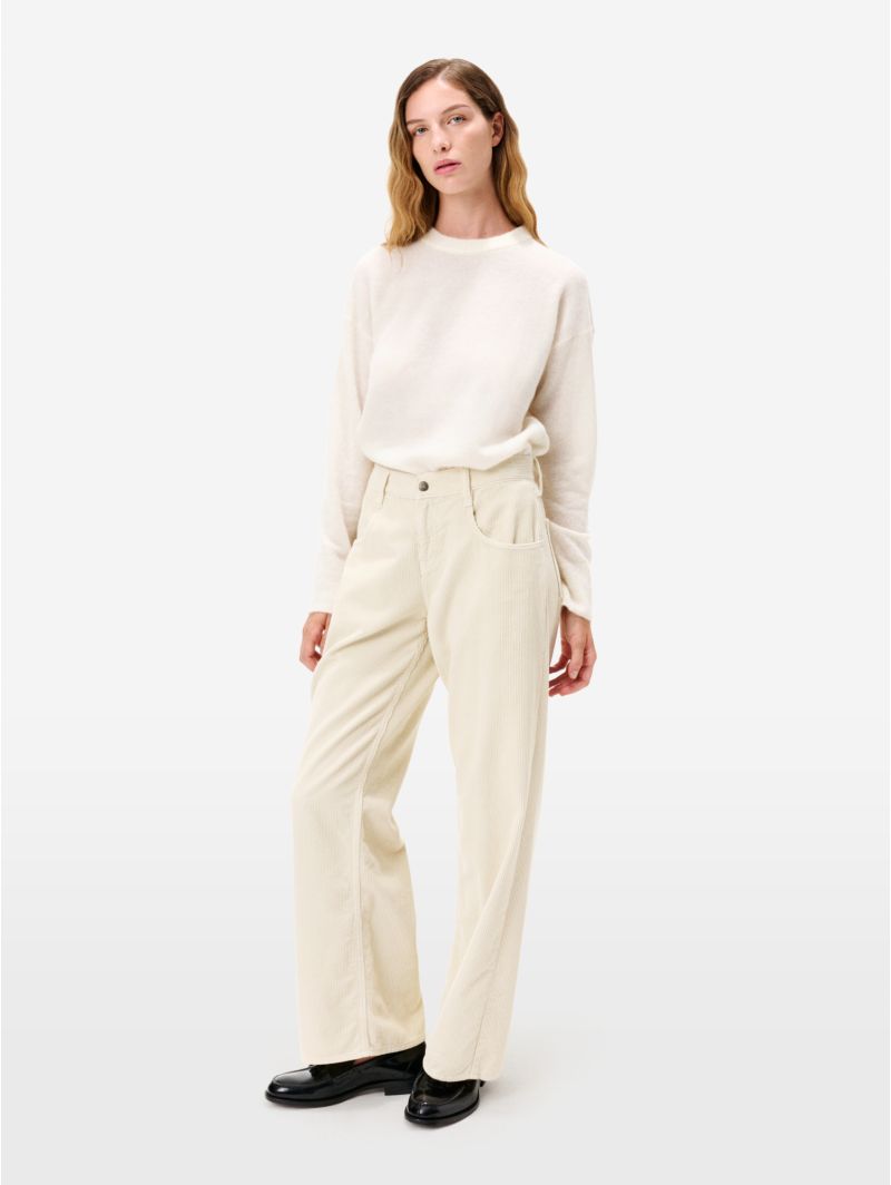 Stone grey wide-fit Aida Low corduroy trousers