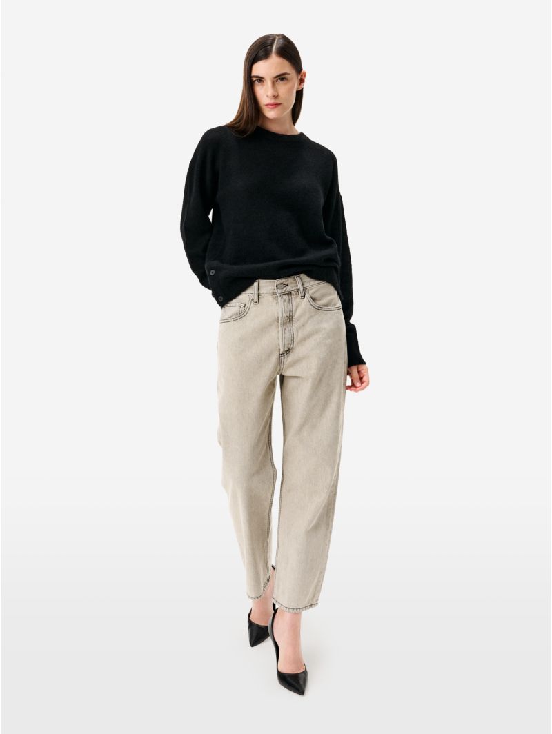 Black/stone grey Bella mum-fit jeans