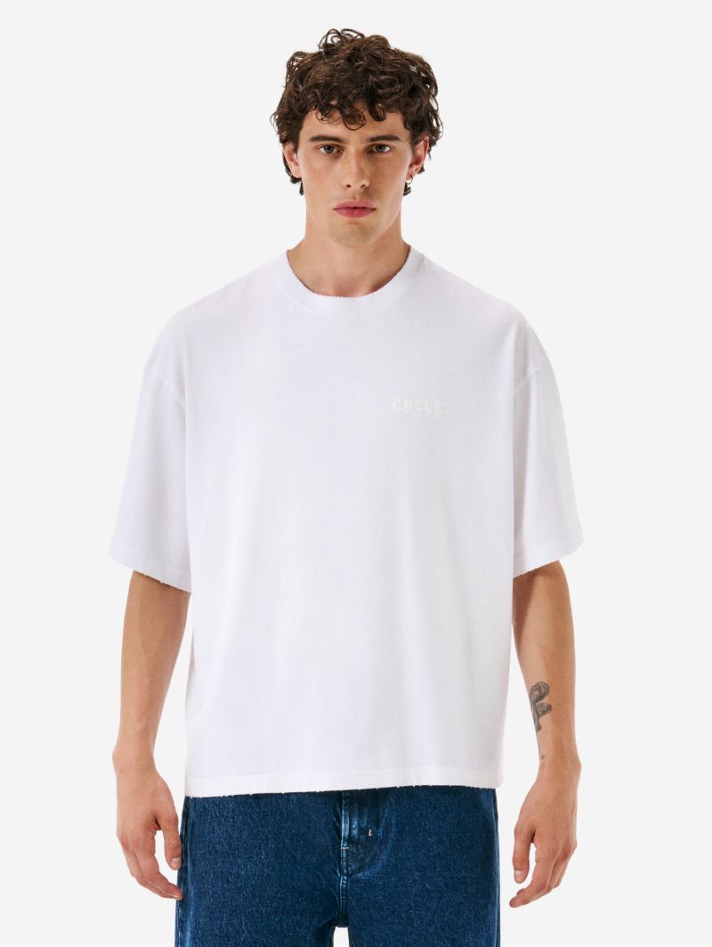 OVER PRINTED T-SHIRT WHITE DISTRESSED WASH