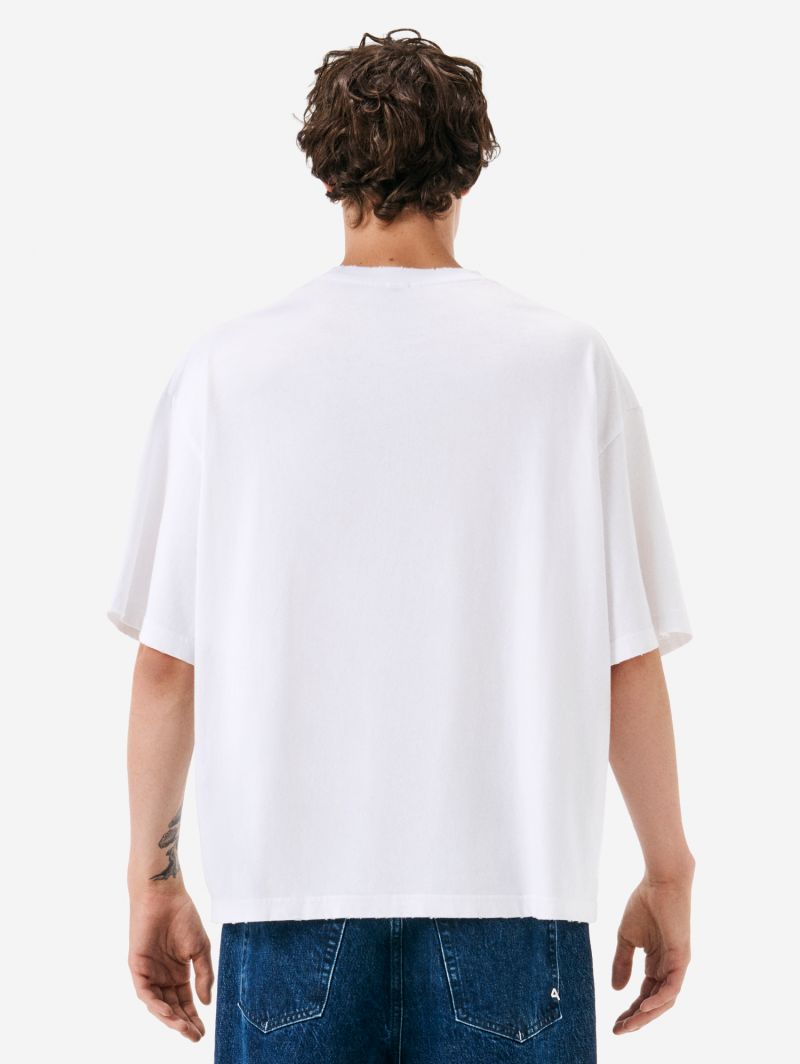 OVER PRINTED T-SHIRT WHITE DISTRESSED WASH
