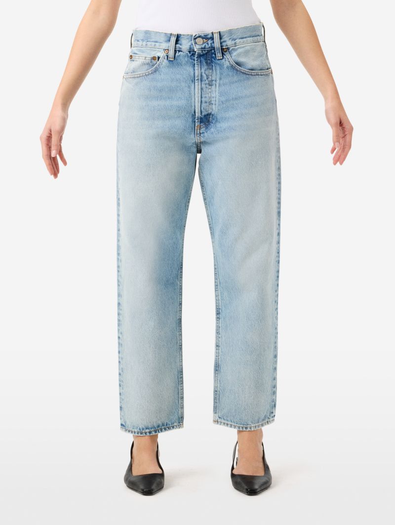 Bella mid rise mom fit cropped leg light bleach broken edge